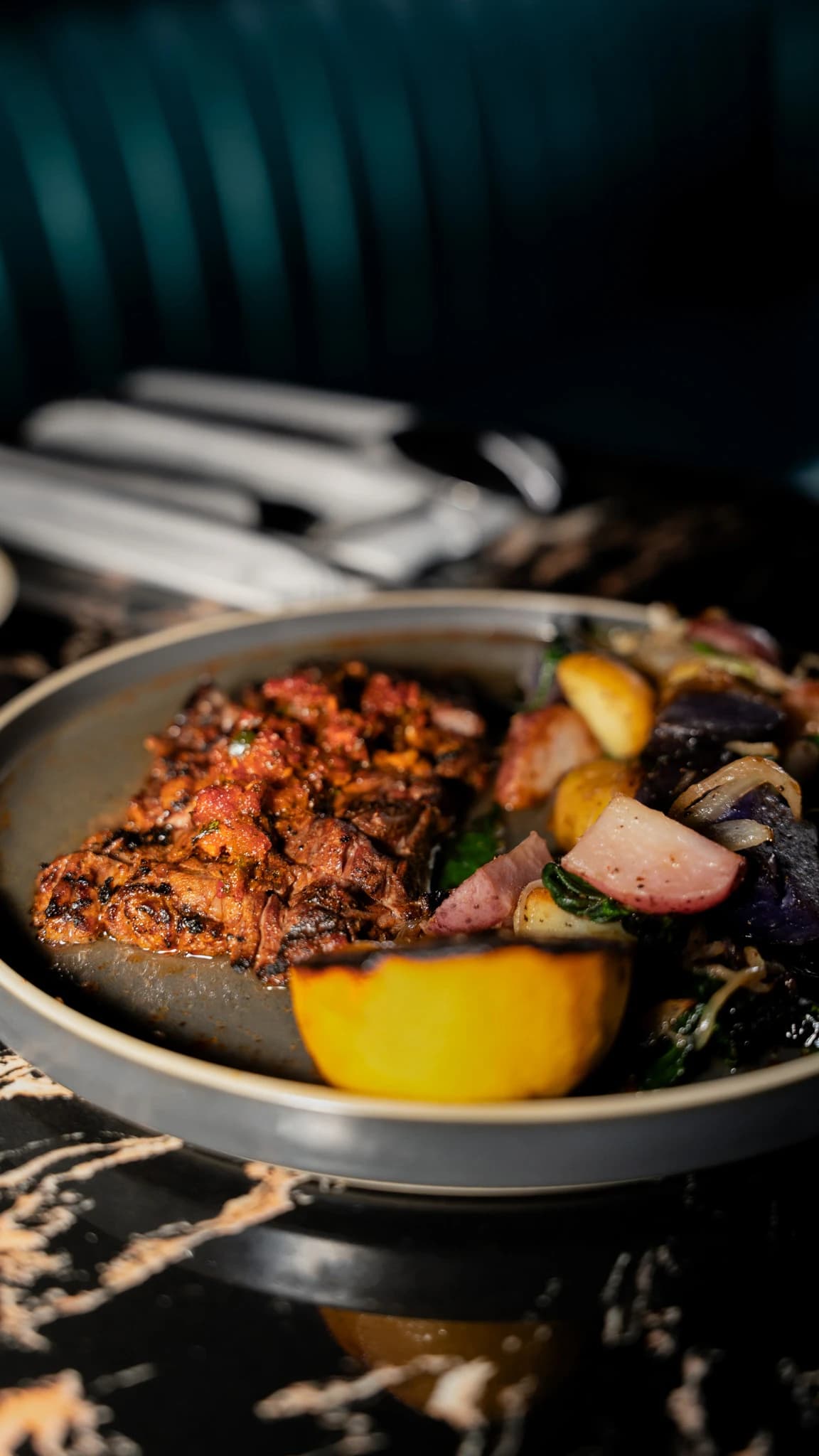 The Flame steak served at Siena Restaurant & Bar, Alpharetta